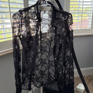 Paul Smith Sheer Black Lace Blouse